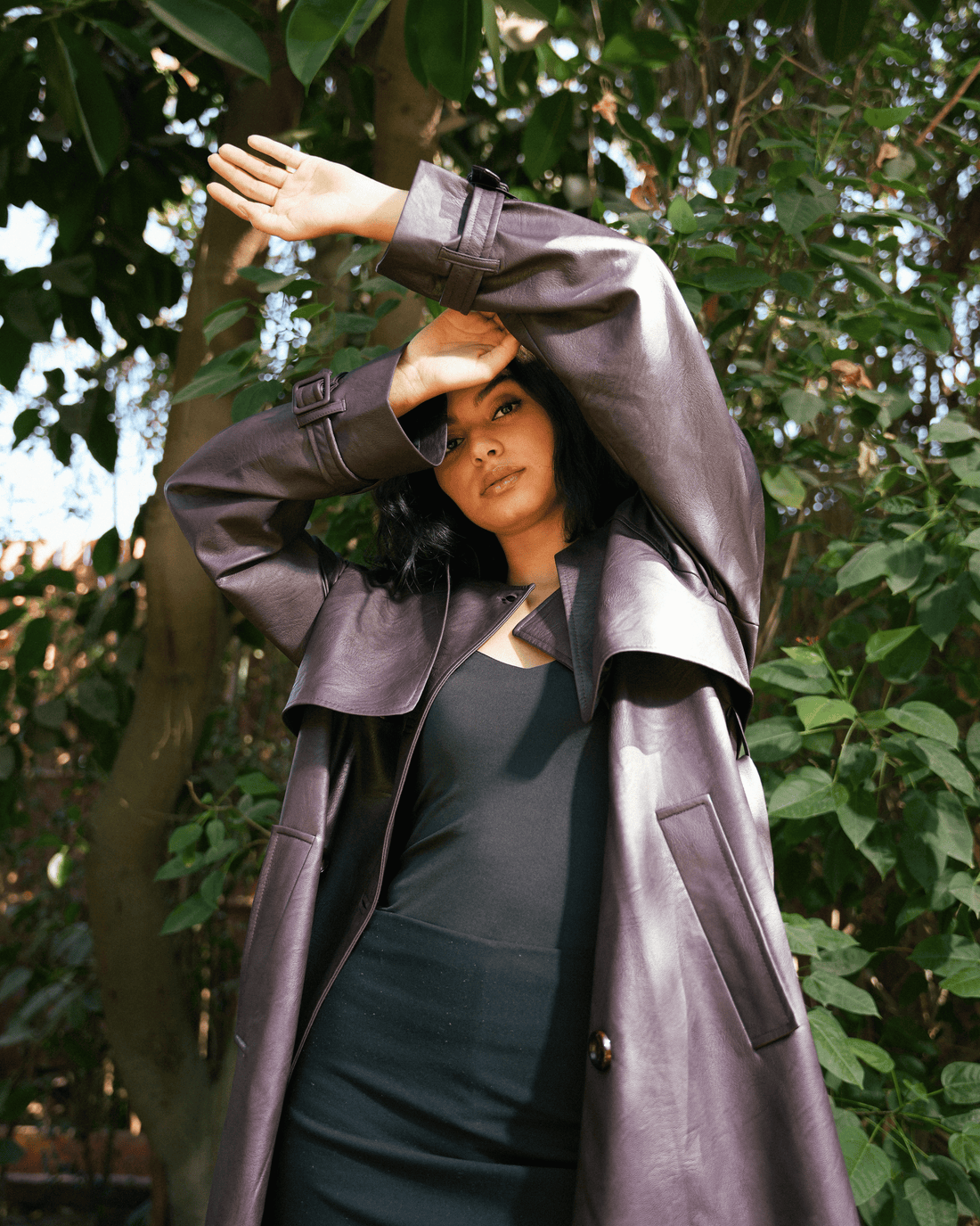 Leather Trench Coat- Burgundy