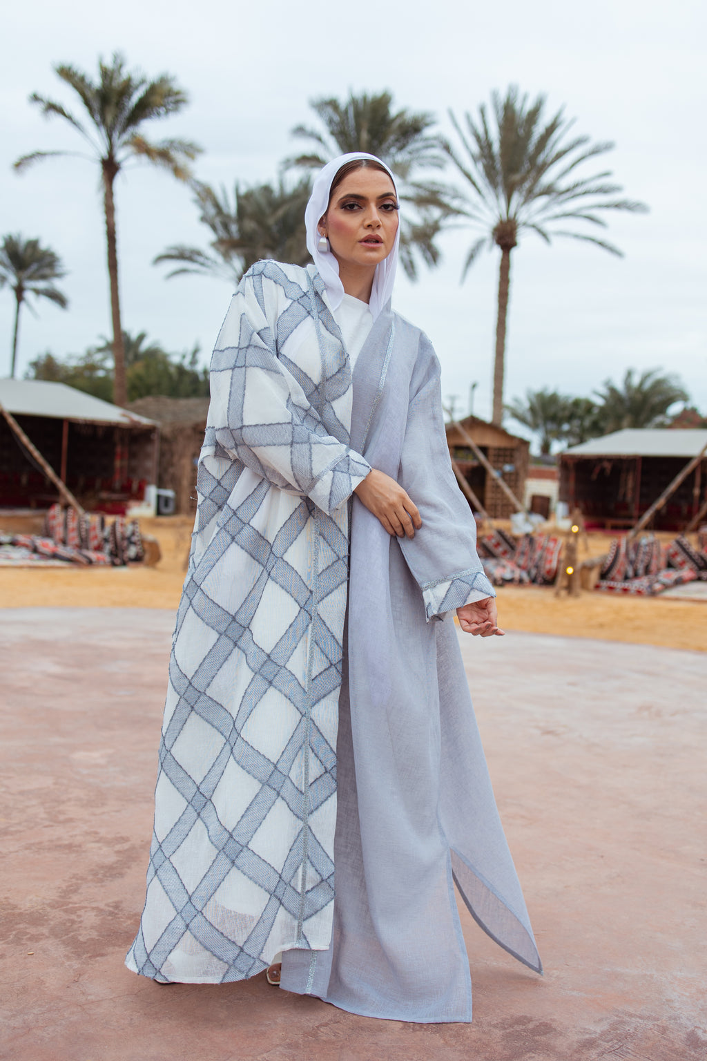 Grey Checkered Kaftan