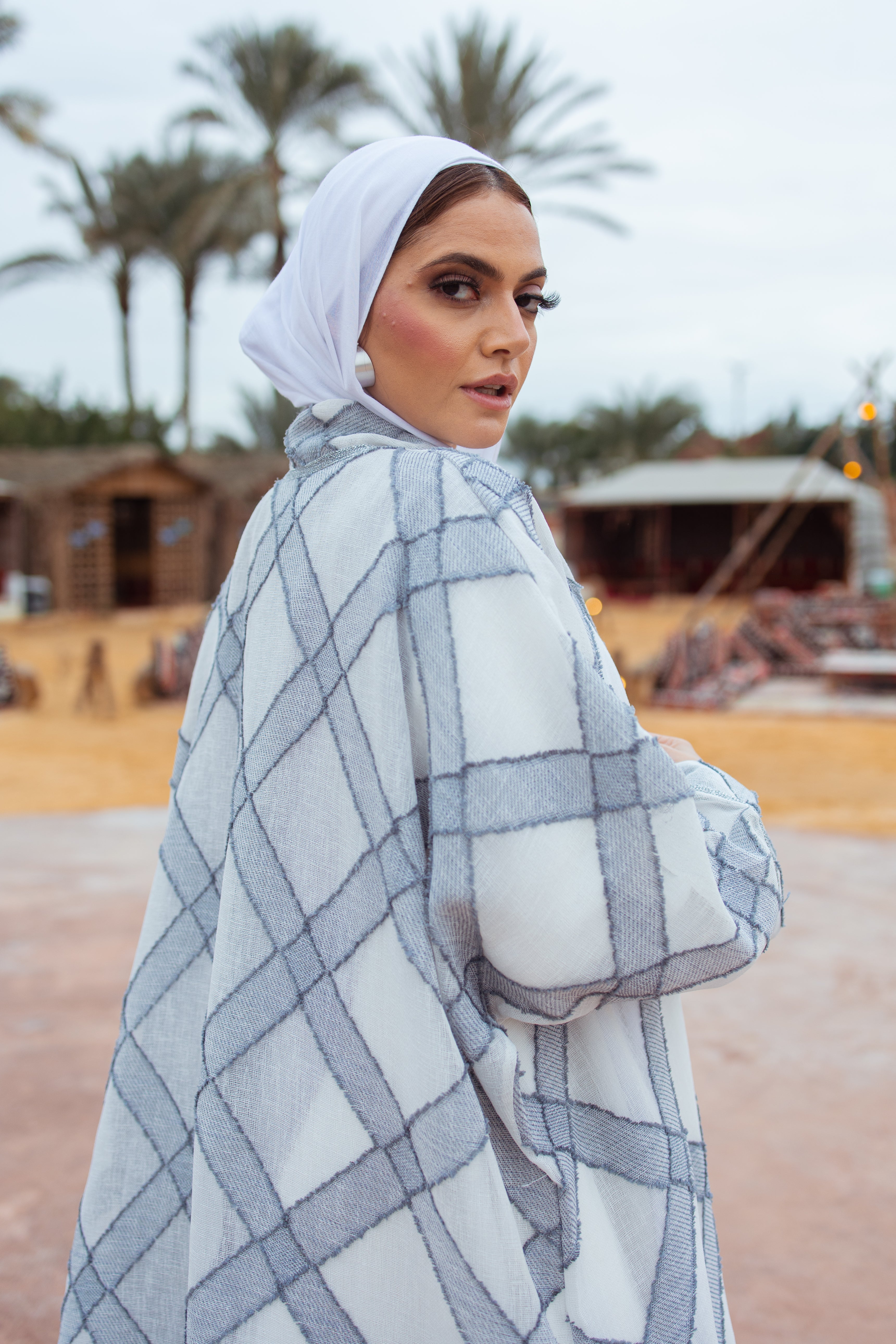 Grey Checkered Kaftan