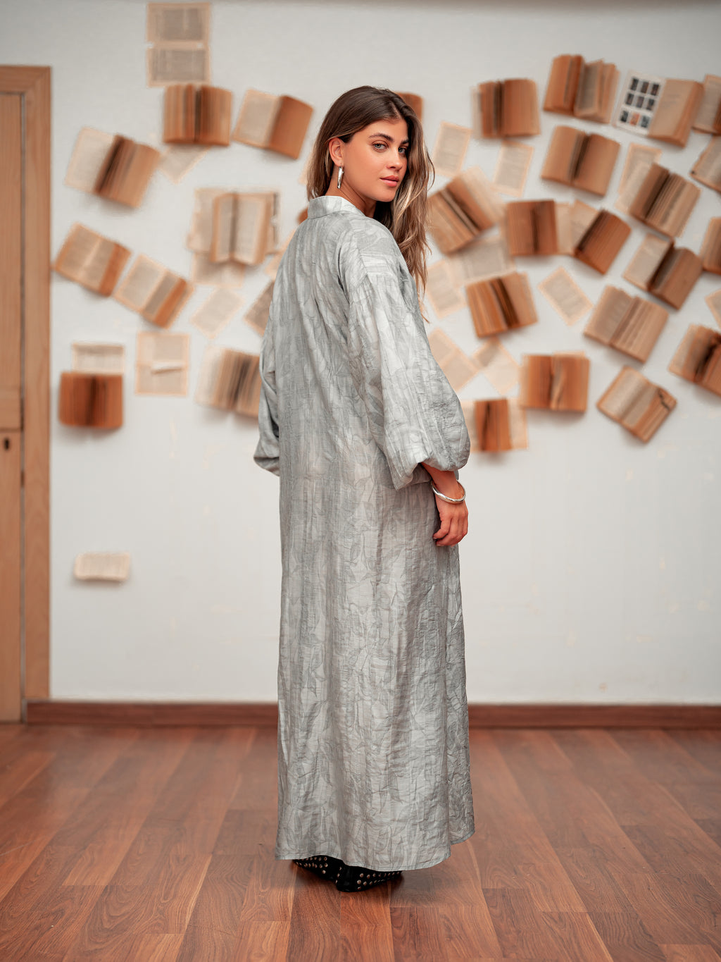 Belted Shirt Dress- Grey