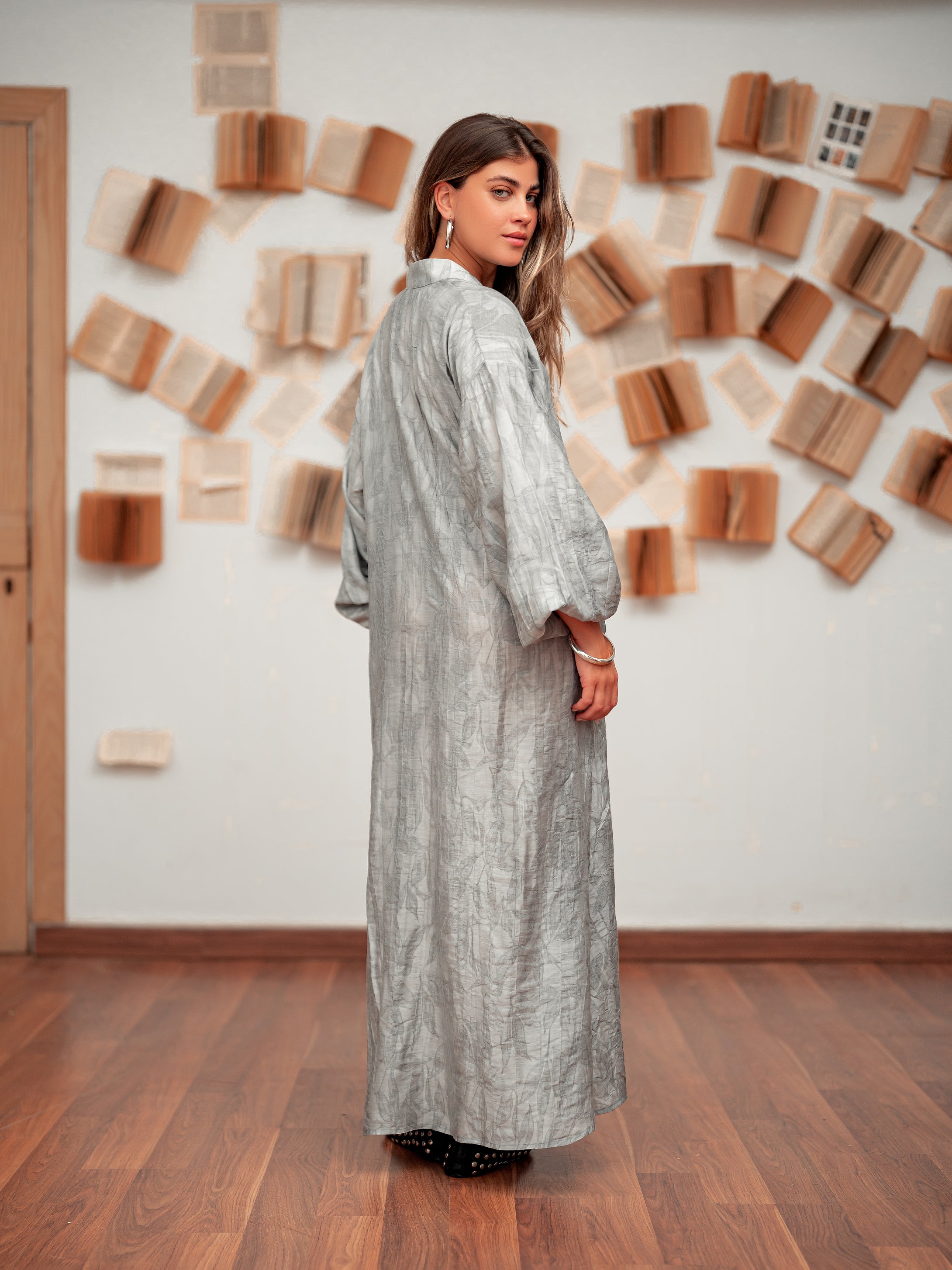 Belted Shirt Dress- Grey