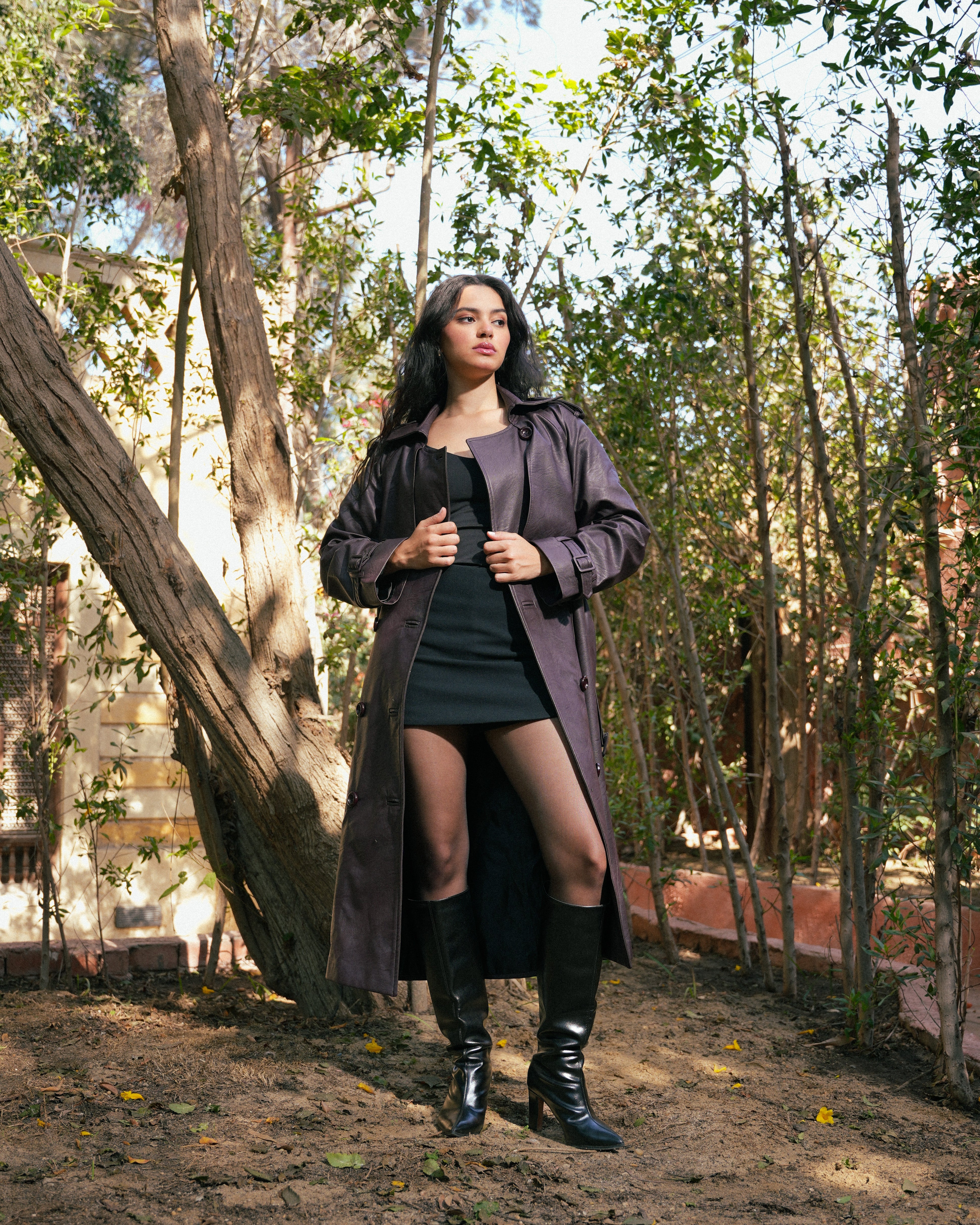 Leather Trench Coat- Burgundy