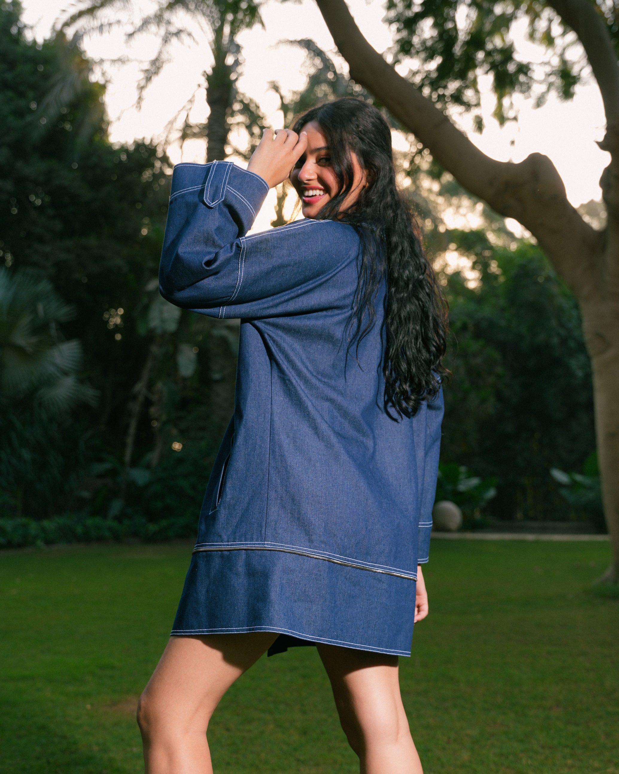 Zipper Detail Denim Jacket