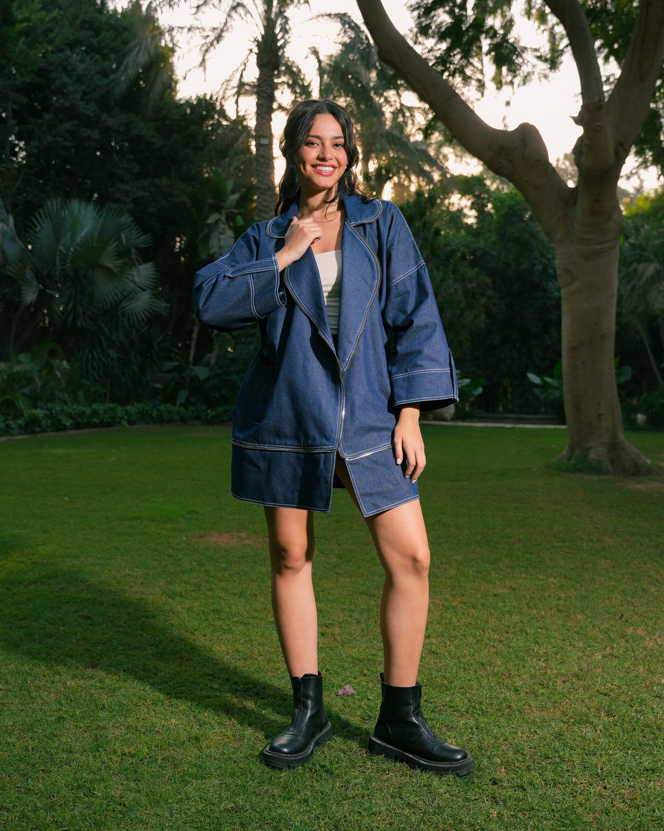 Zipper Detail Denim Jacket