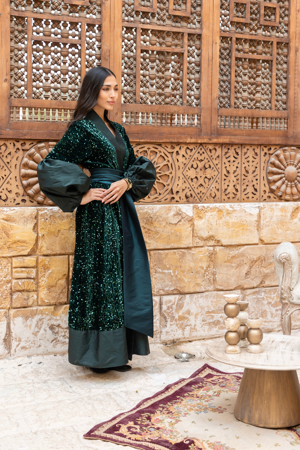 Bariq- Green Shiny Wrapped Dress