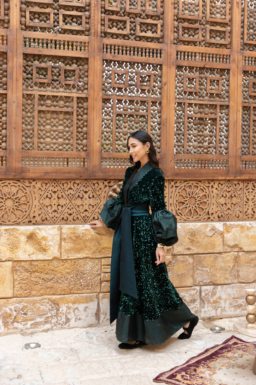 Bariq- Green Shiny Wrapped Dress