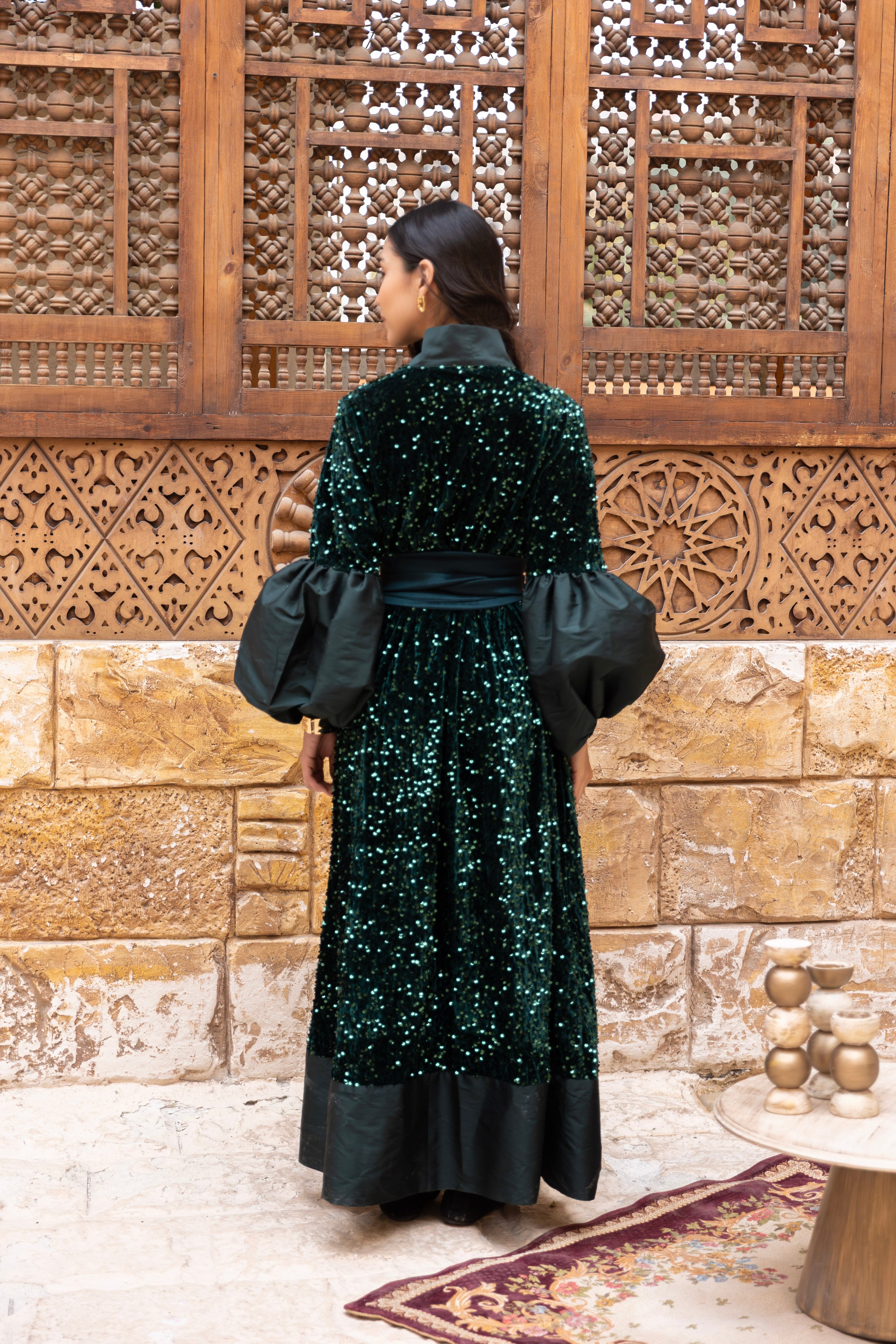 Bariq- Green Shiny Wrapped Dress