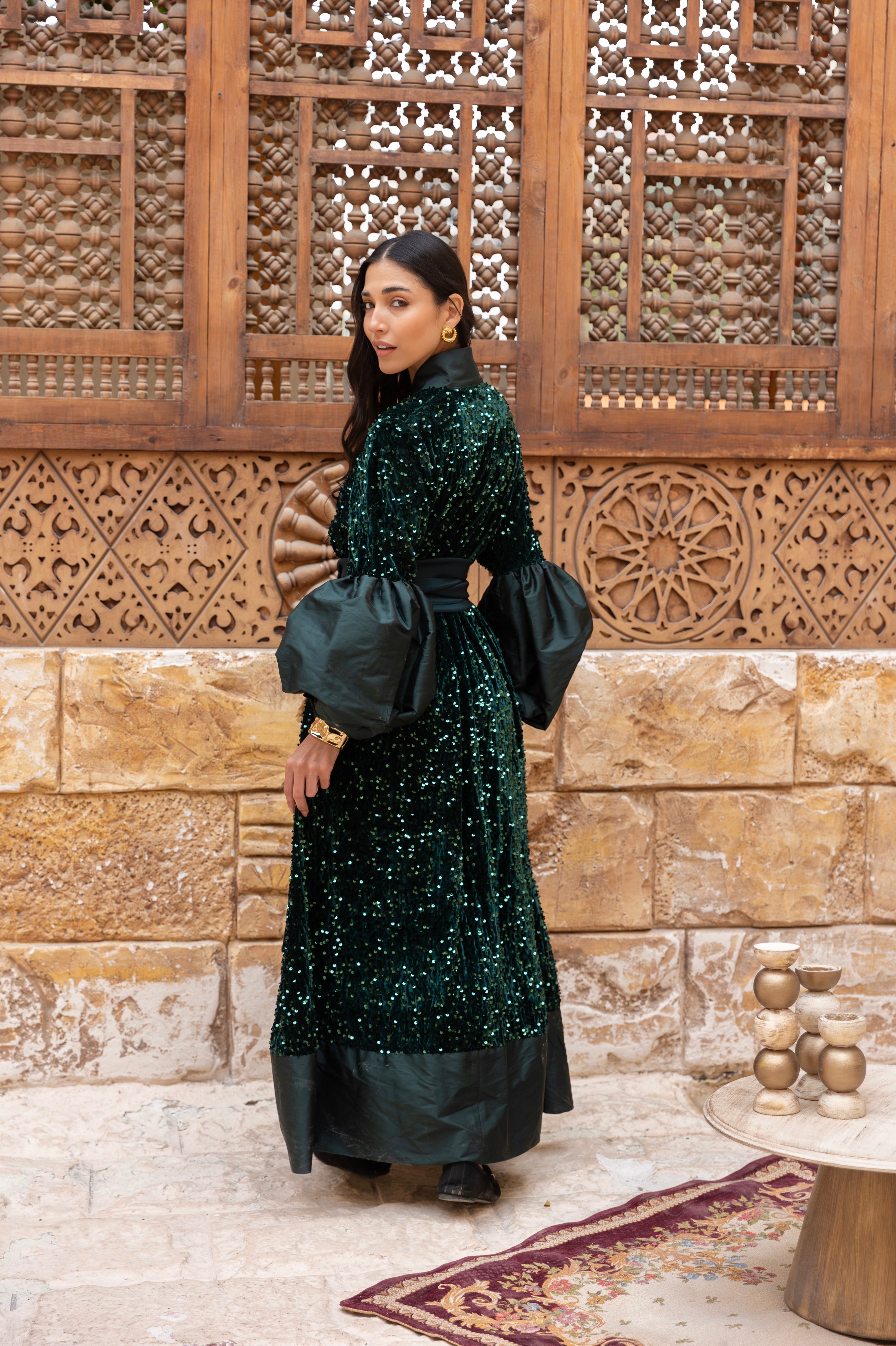 Bariq- Green Shiny Wrapped Dress