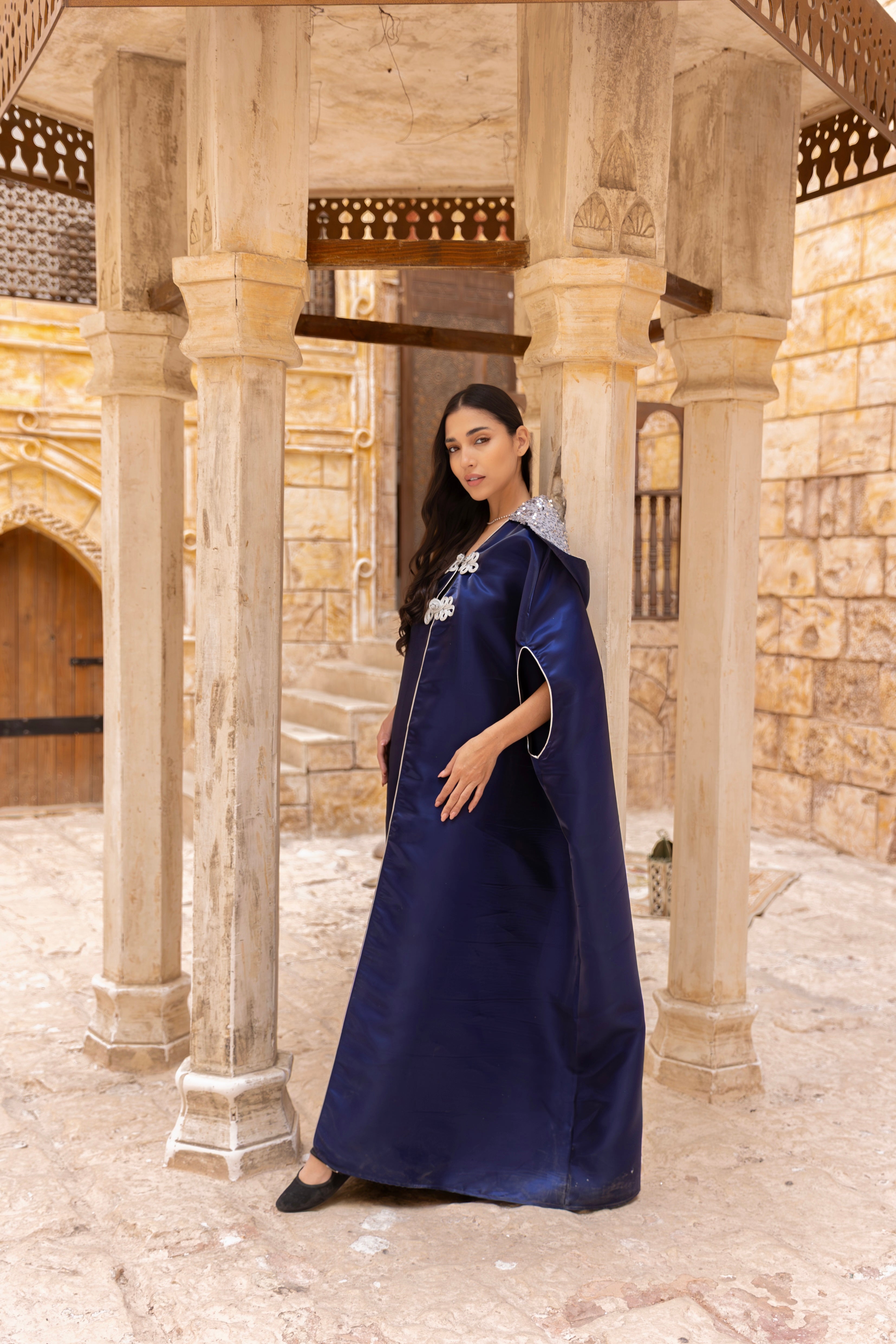 Rouh El-Sharq- Navy Satin Kaftan
