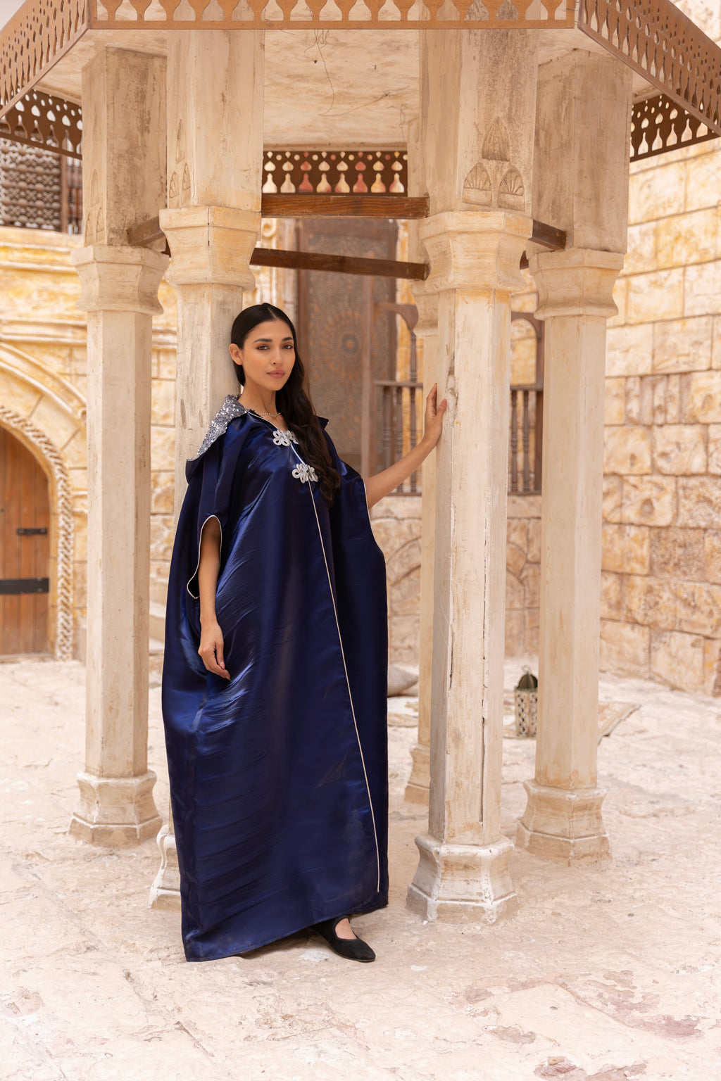 Rouh El-Sharq- Navy Satin Kaftan
