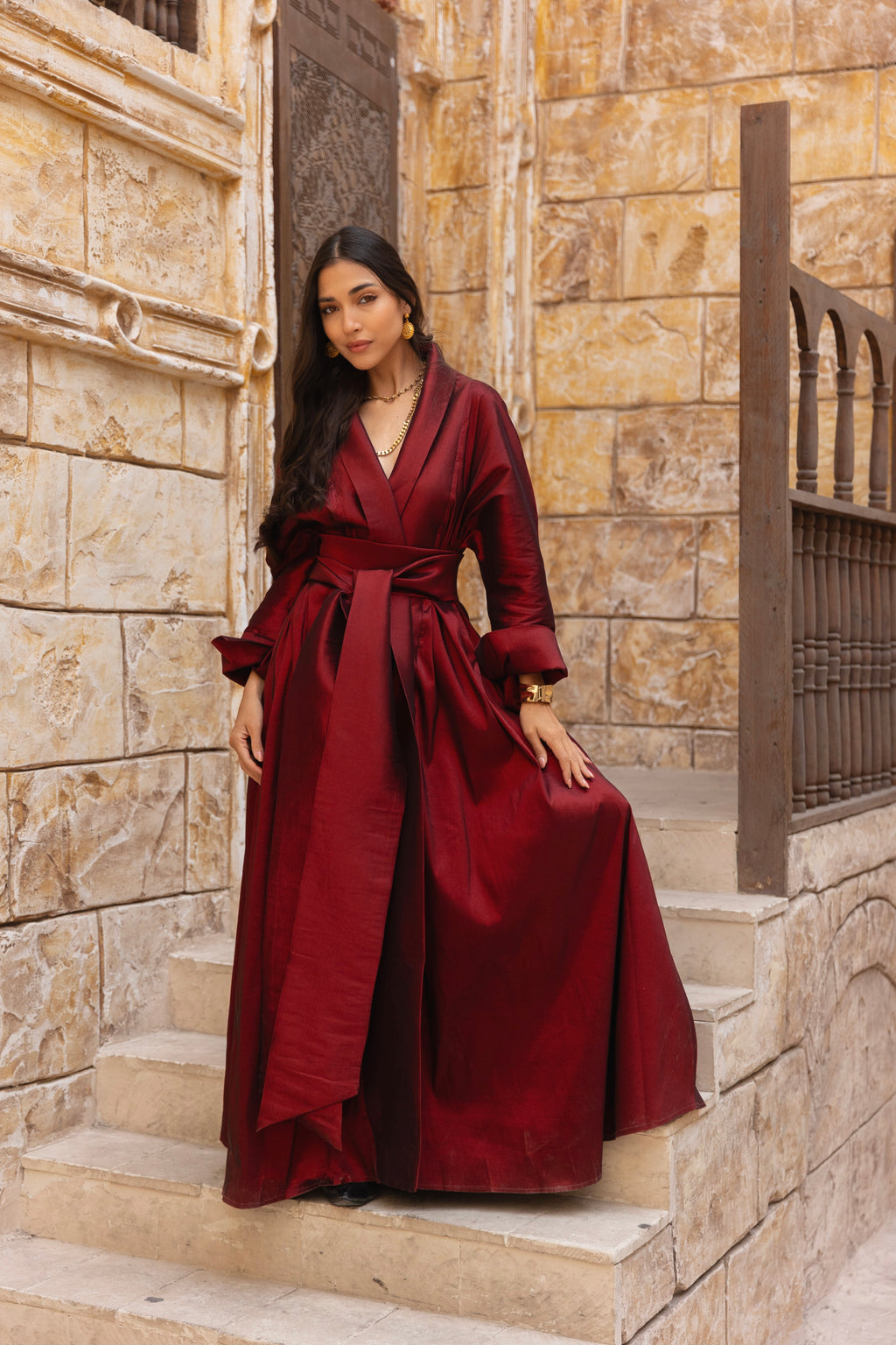 Sultana Burgundy Wrap Dress