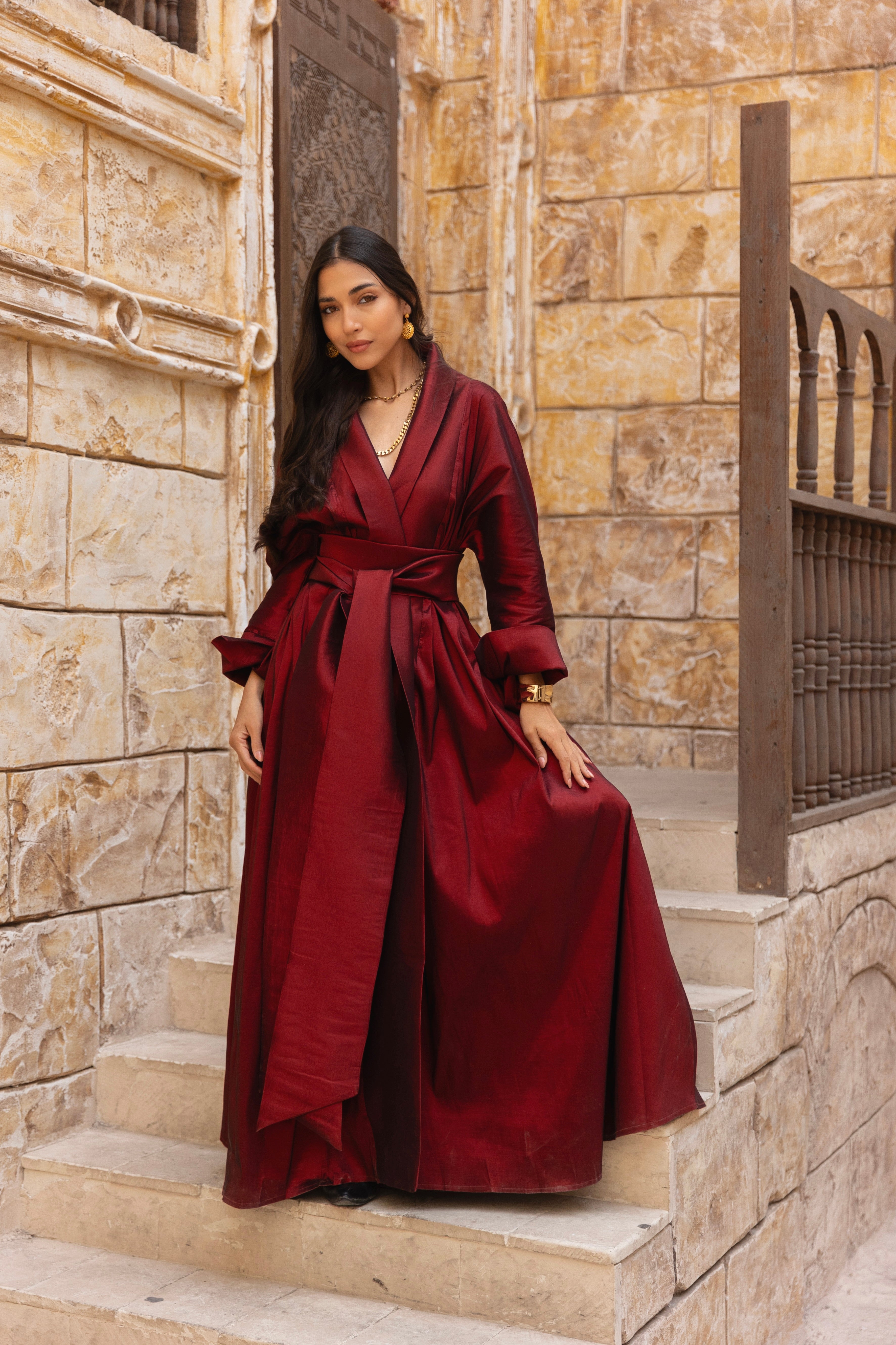 Sultana Burgundy Wrap Dress