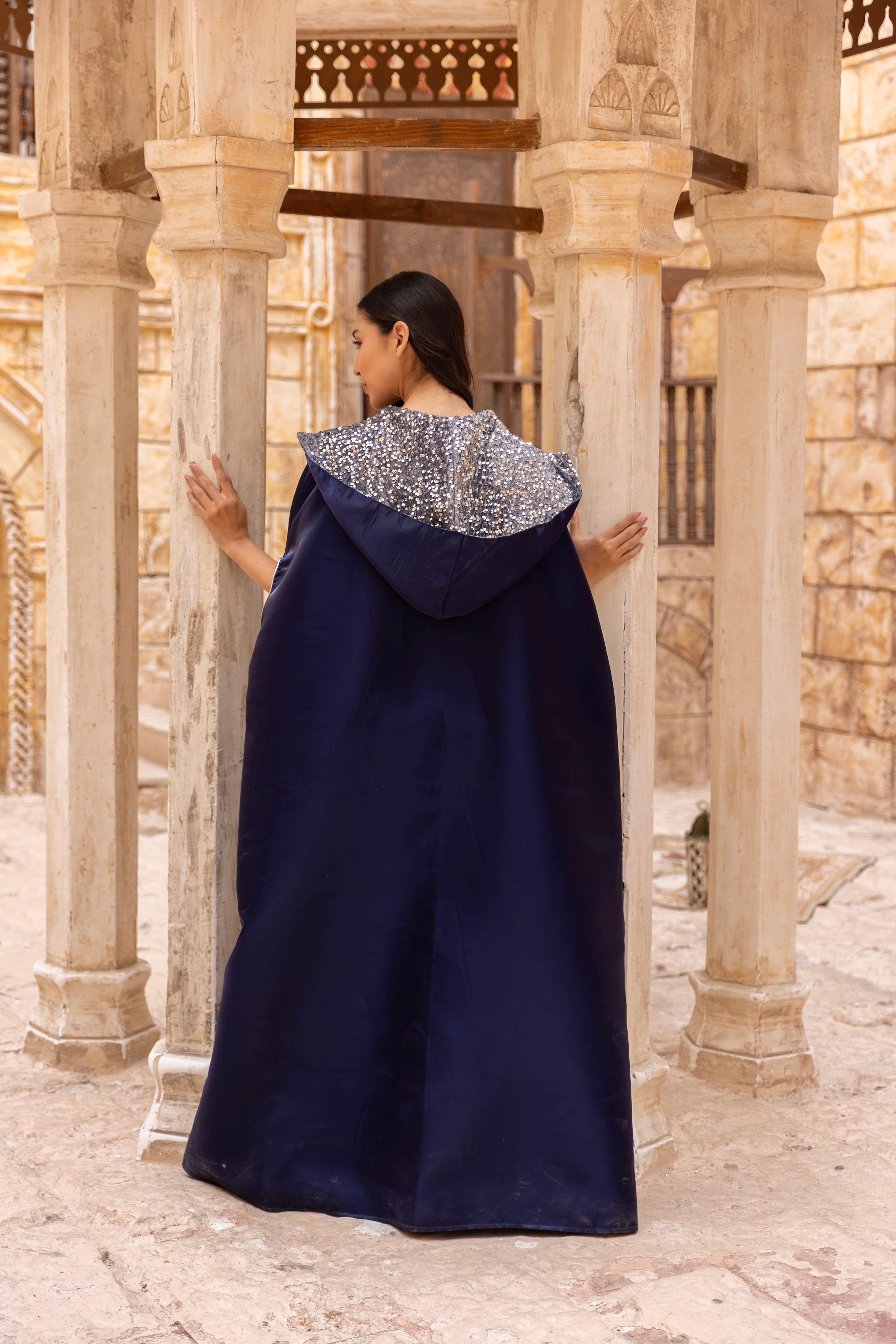 Rouh El-Sharq- Navy Satin Kaftan