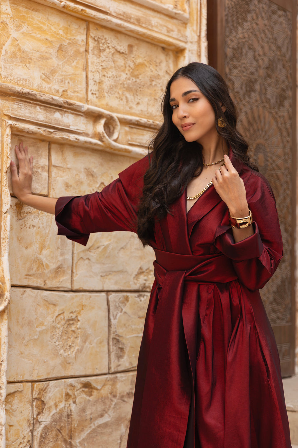 Sultana Burgundy Wrap Dress