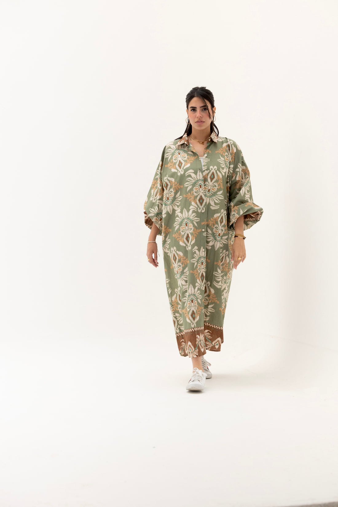 Floral shirt dress olive