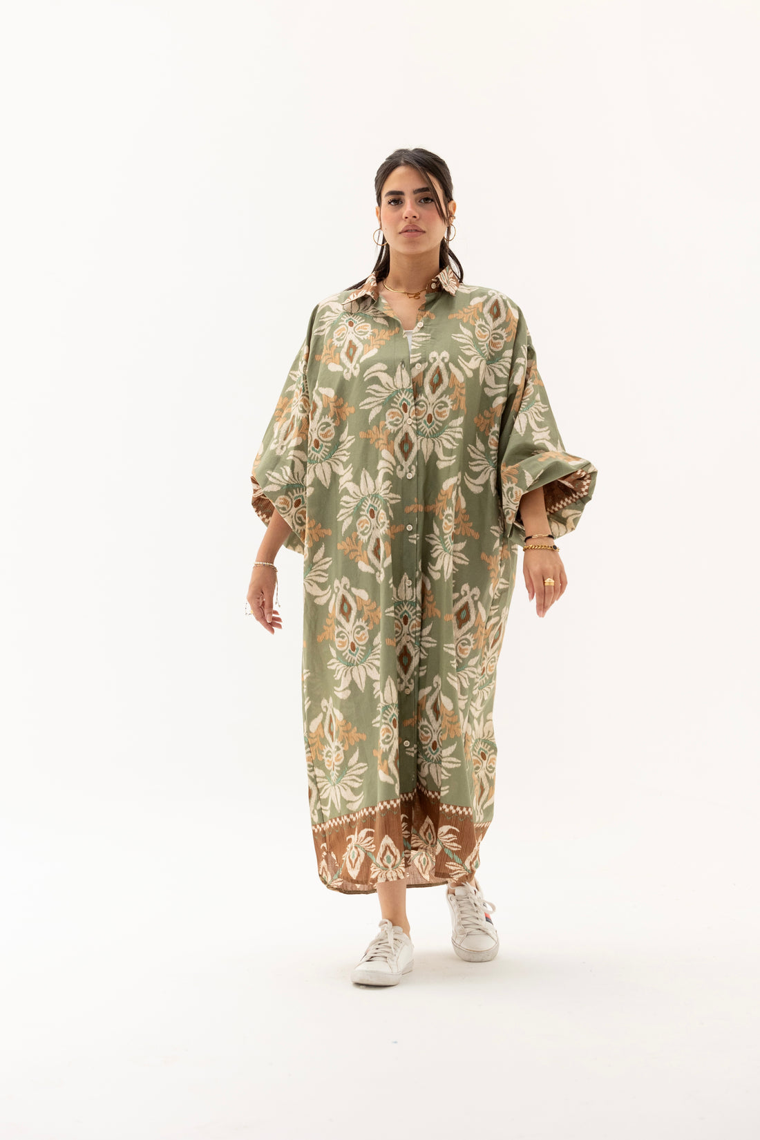 Floral shirt dress olive