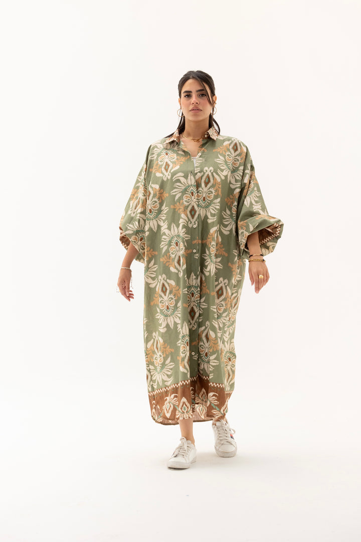 Floral shirt dress olive
