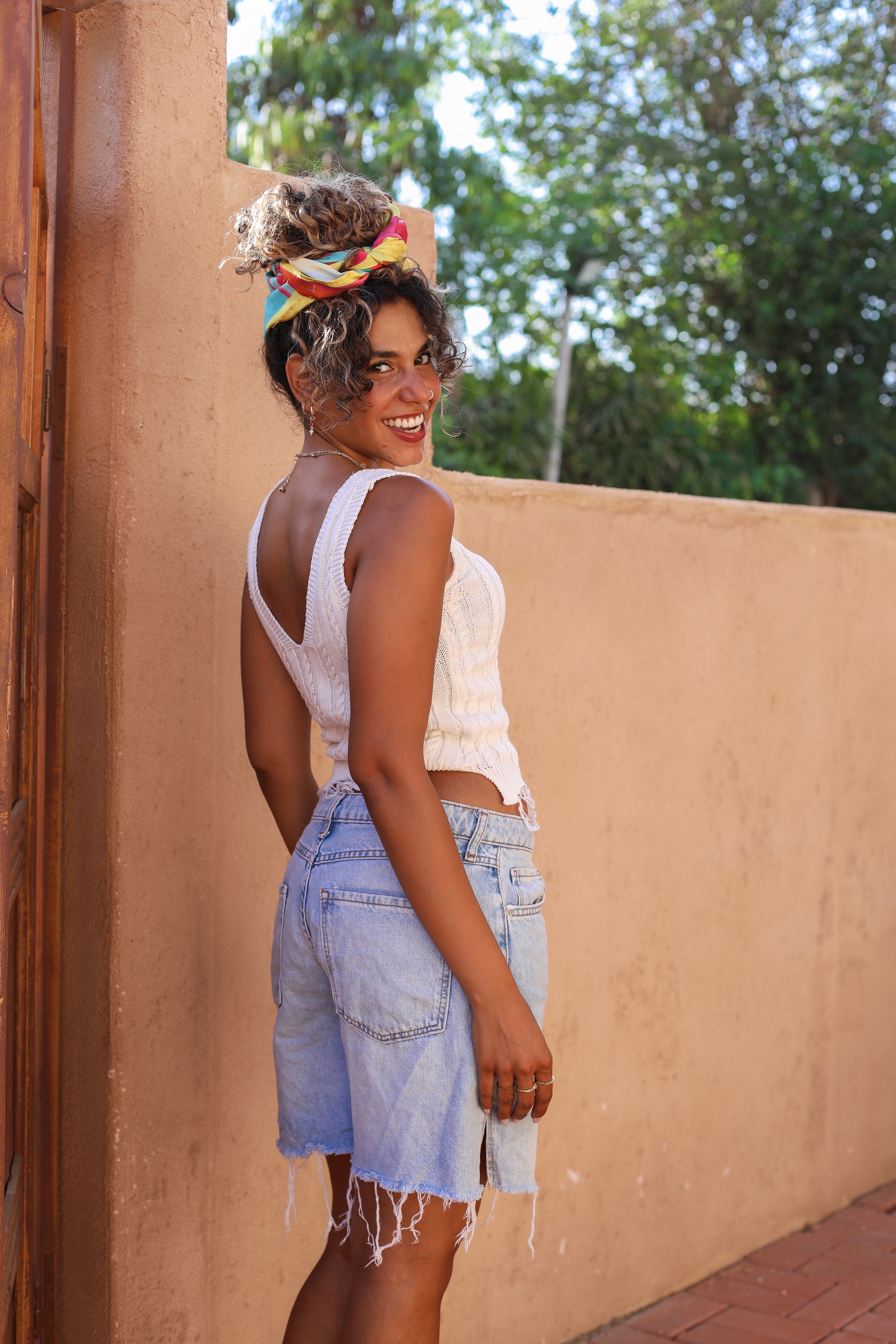 White Wavy Knit Crop