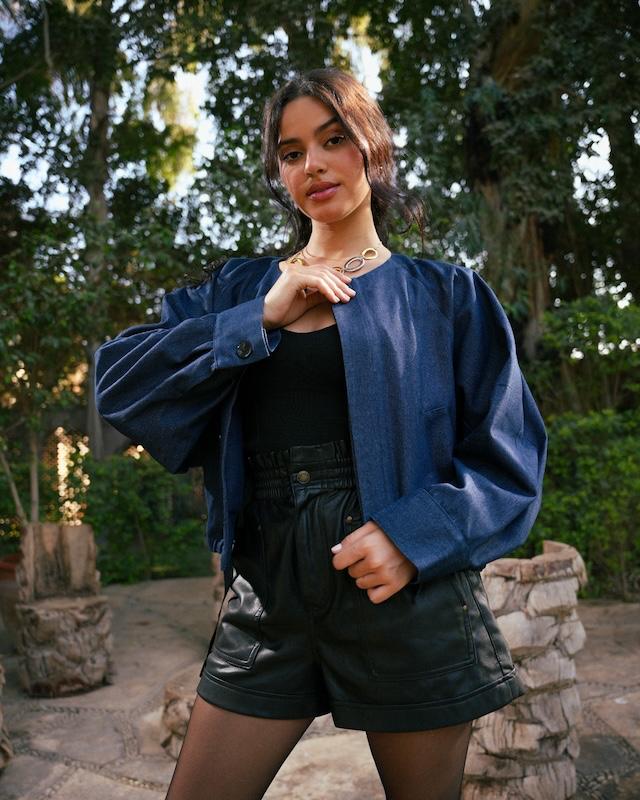 Cropped Ripped Denim Jacket