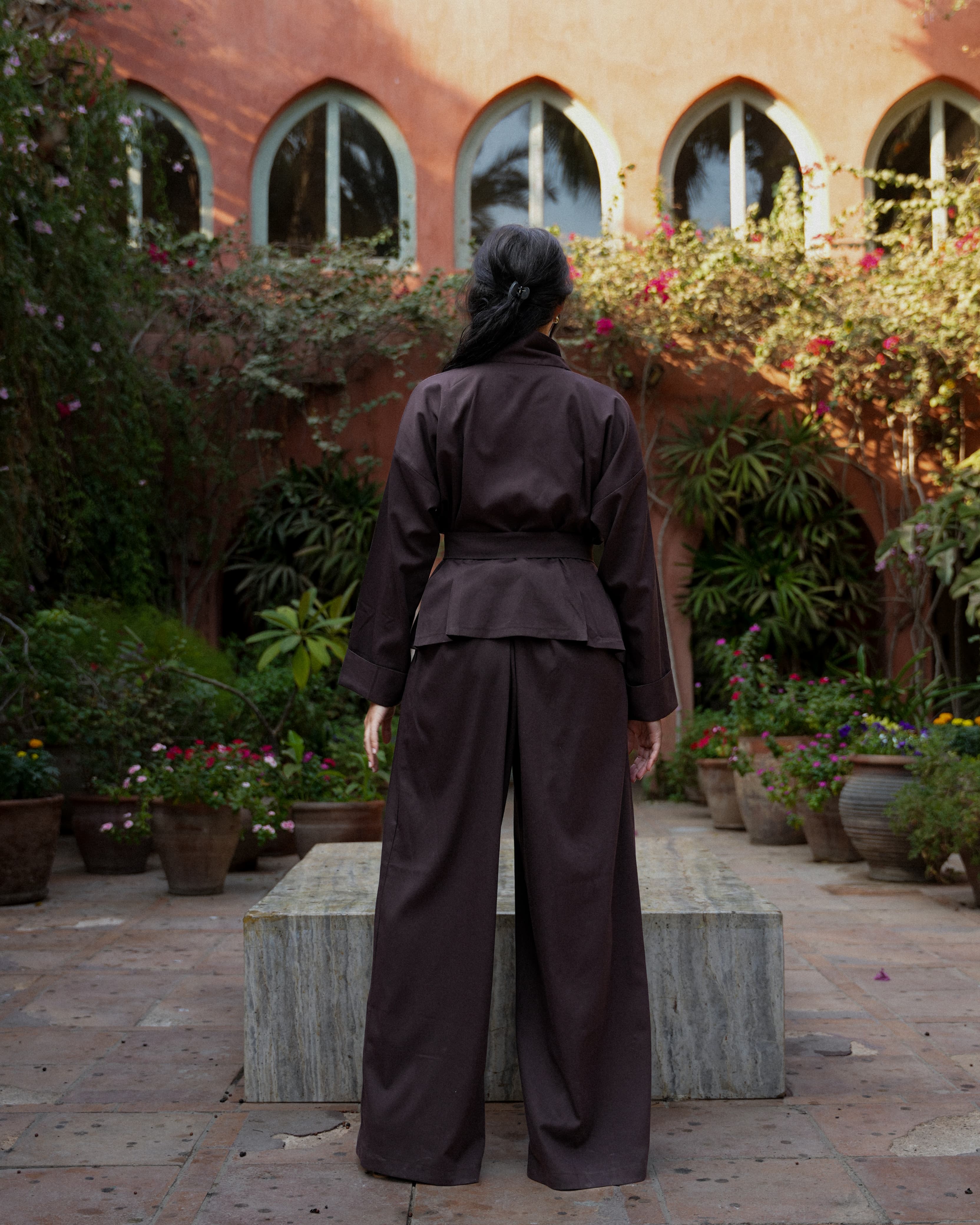 Chic Brown Belted Set