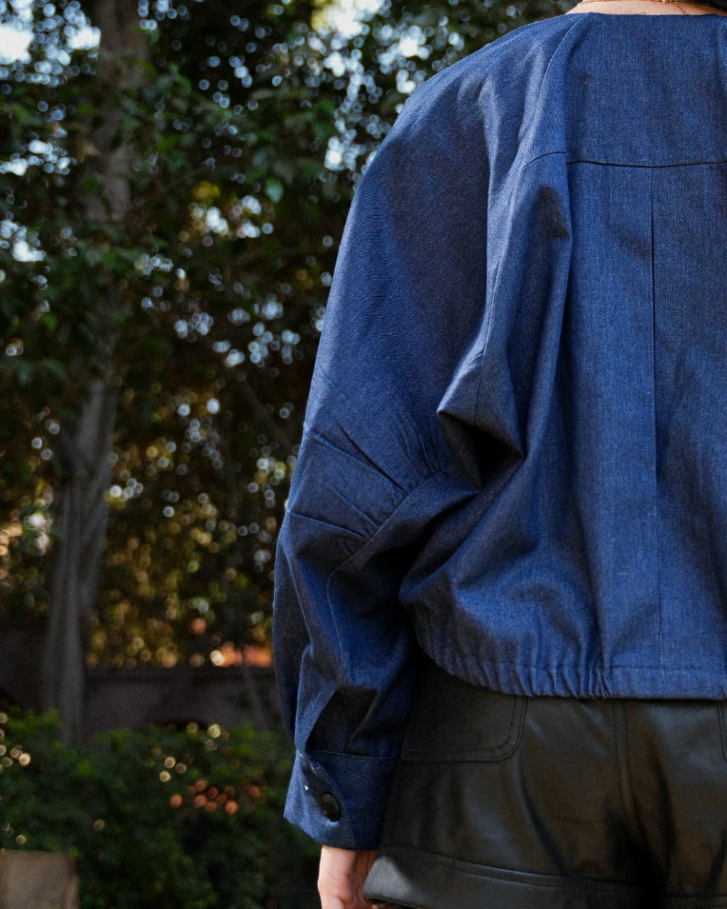 Cropped Ripped Denim Jacket