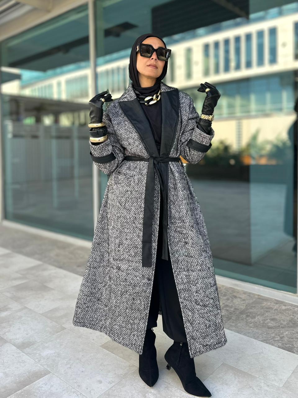 Urban Leather-Trim Coat