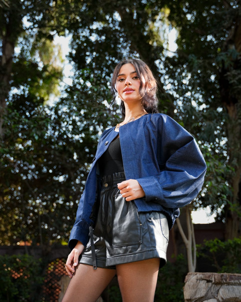 Cropped Ripped Denim Jacket