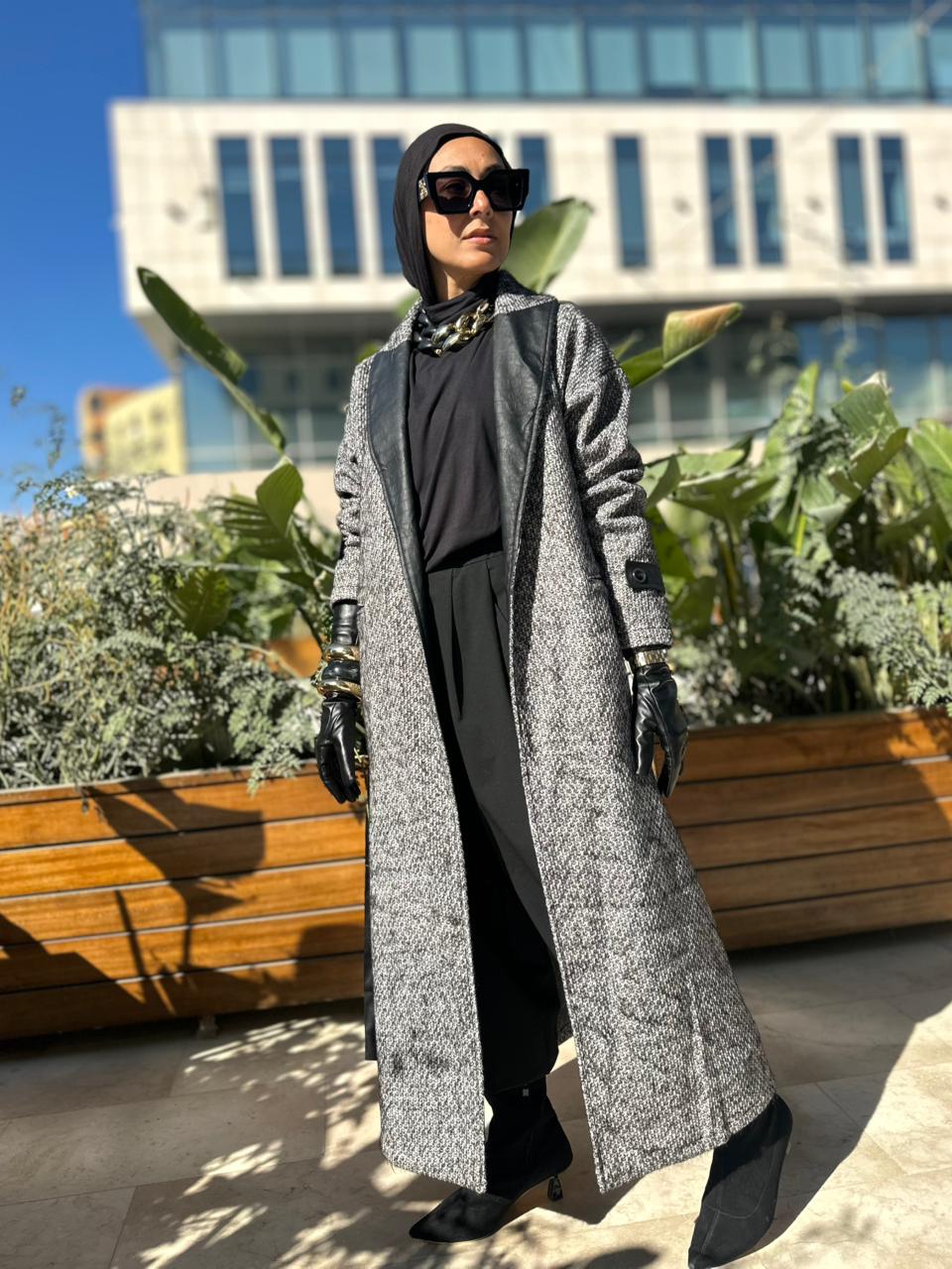 Urban Leather-Trim Coat