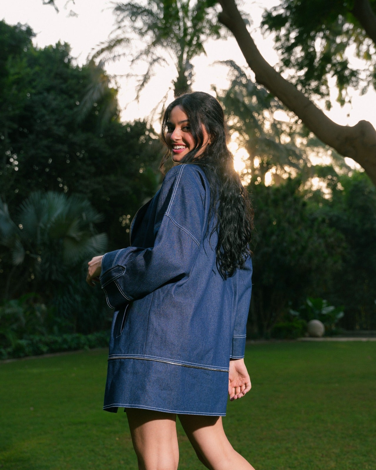 Zipper Detail Denim Jacket