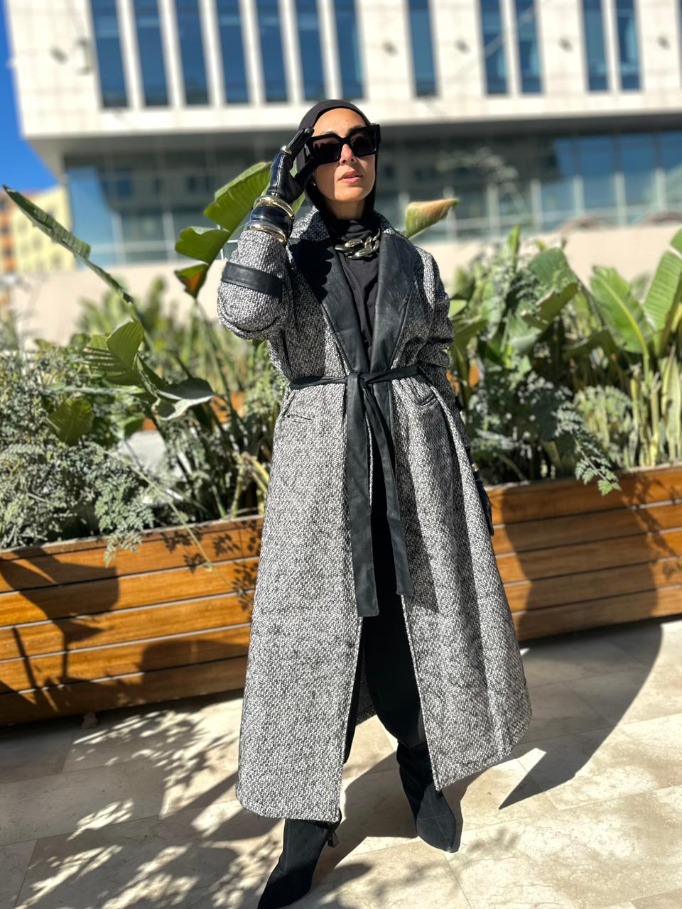 Urban Leather-Trim Coat